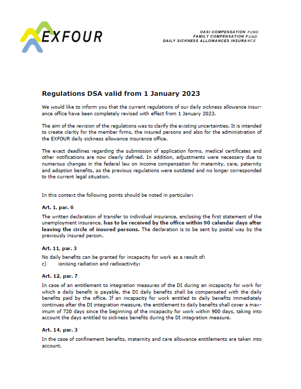 Regulations DSA valid from 1st January 2023